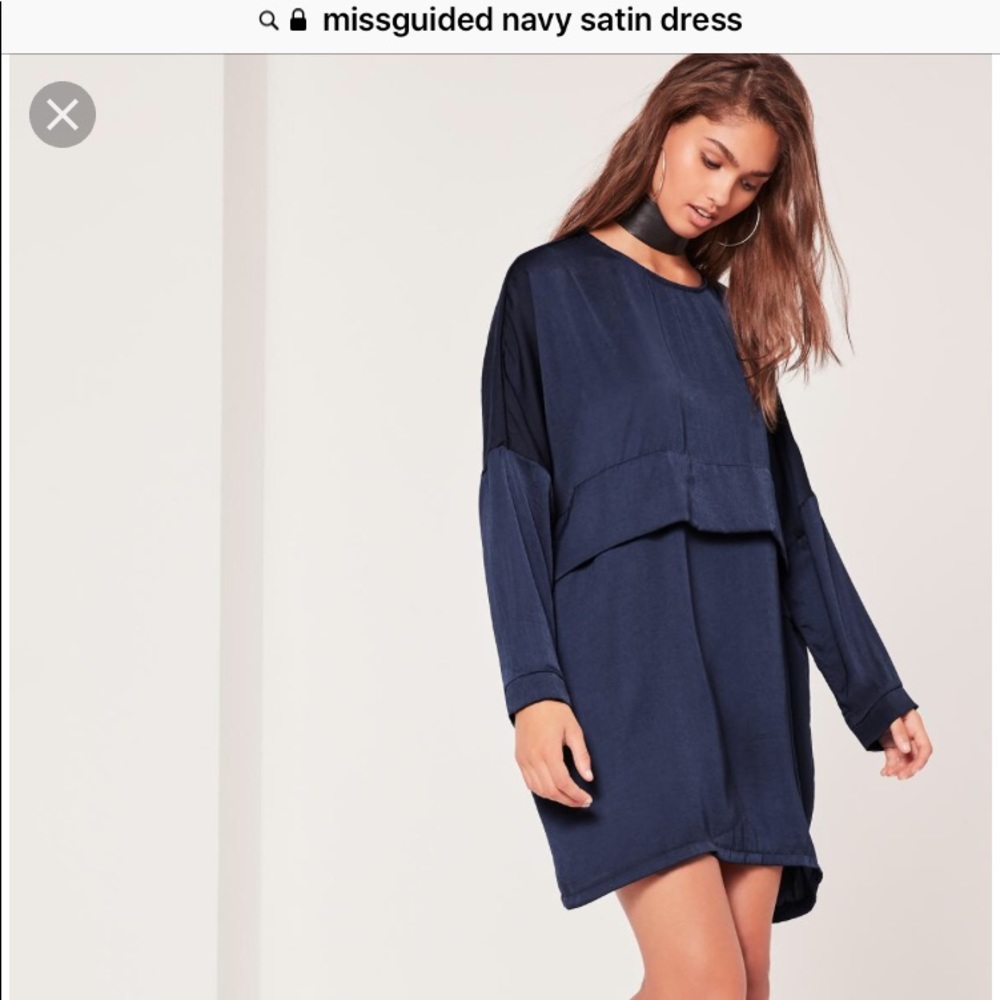 Missguided navy blue satin oversized  dress
